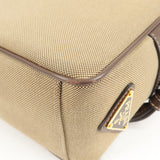 Prada Logo Jacquard Leather Shoulder Bag Beige Brown 1BH089