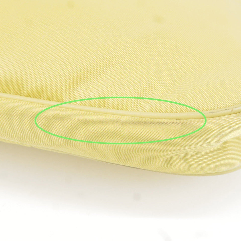 Prada Logo Nylon Leather Chain Shoulder Bag Yellow BR0104