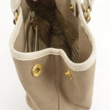 Prada Logo Jacquard Leather 2Way Bag Hand Bag Beige BN1841