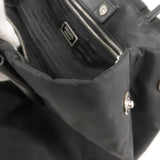 Prada Logo Nylon Leather Ribbon Tote Bag Black NERO BN1601