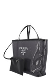 PRADA Tote Sequined Mesh Black