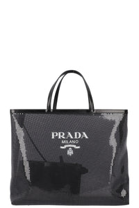 PRADA Tote Sequined Mesh Black