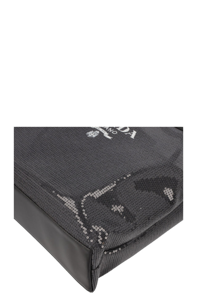 PRADA Tote Sequined Mesh Black