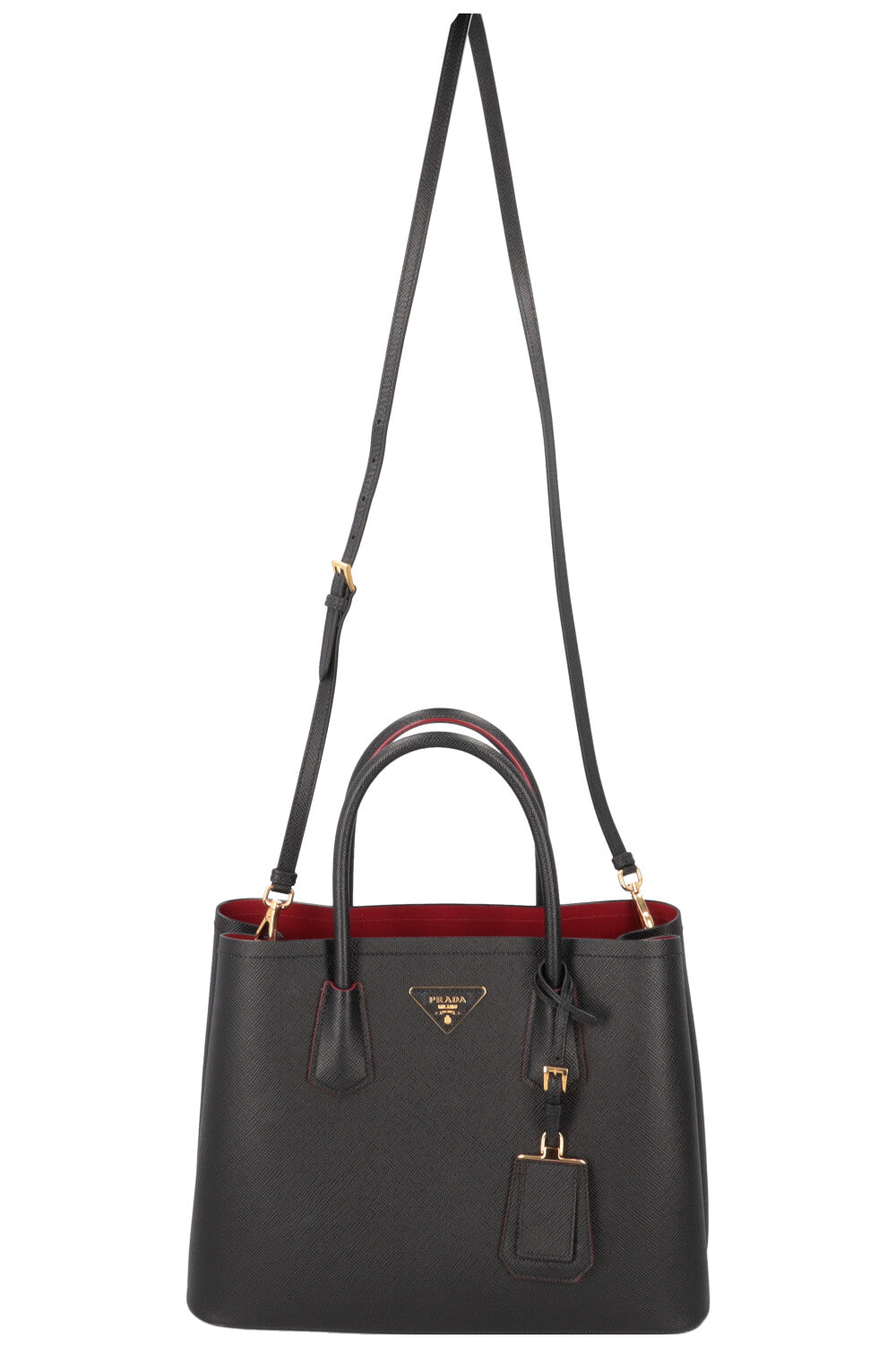 PRADA Small Double Prada Bag Saffiano Black