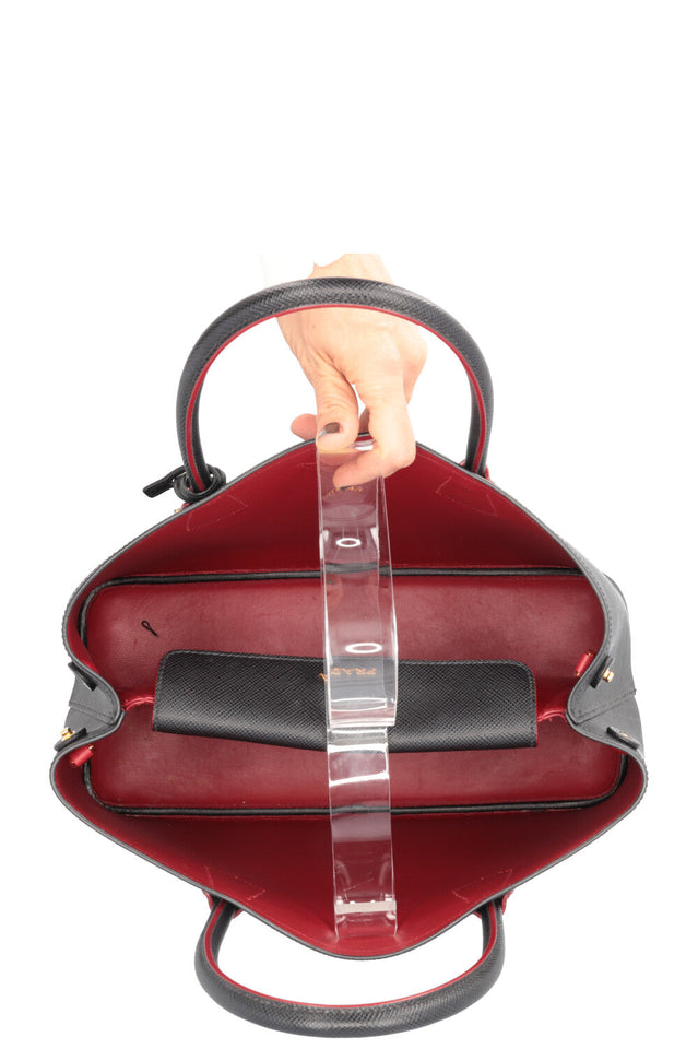 PRADA Small Double Prada Bag Saffiano Black