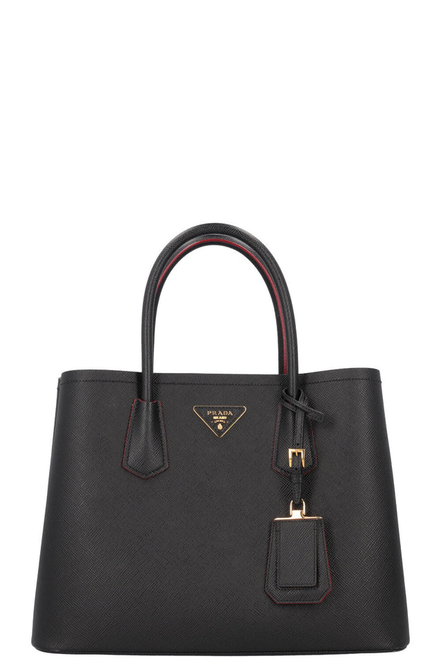 PRADA Small Double Prada Bag Saffiano Black