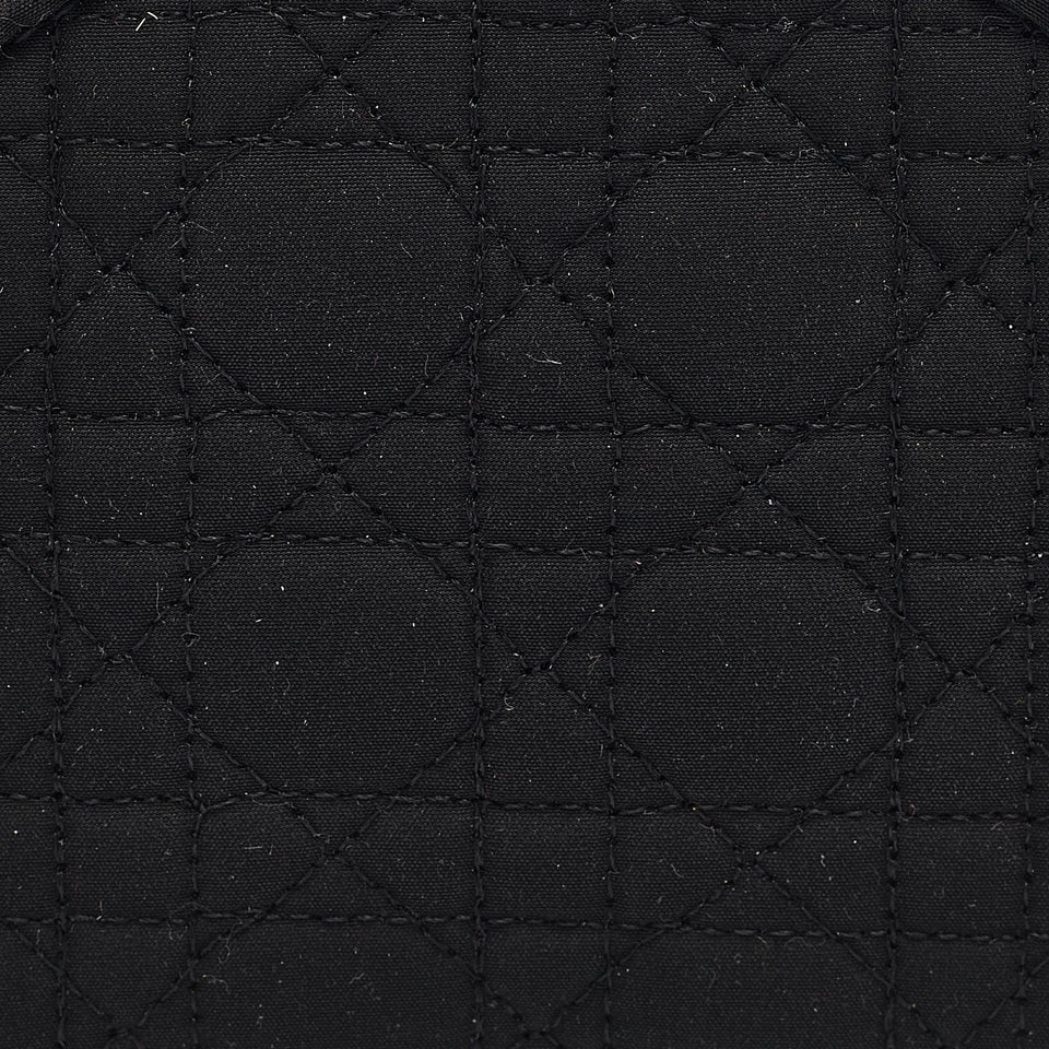 Dior Black Cannage Fabric Zip Around Coin Purse
