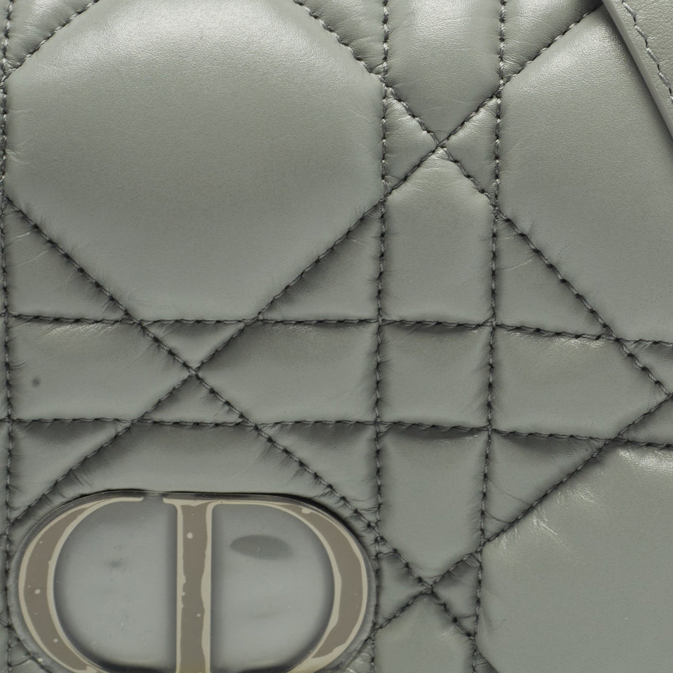 Dior Stone Grey Macrocannage Leather Mini Caro Bag