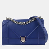 Blue Pebbled Leather Medium Diorama Shoulder Bag
