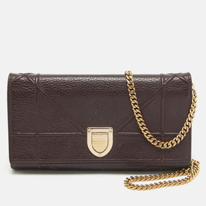 Burgundy Leather Diorama Wallet on Chain