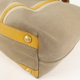 Prada Logo Jacquard Leather 2Way Hand Bag Beige Orange BN1453