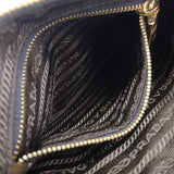 Prada Logo Nylon Leather Clutch Bag Pouch Brown