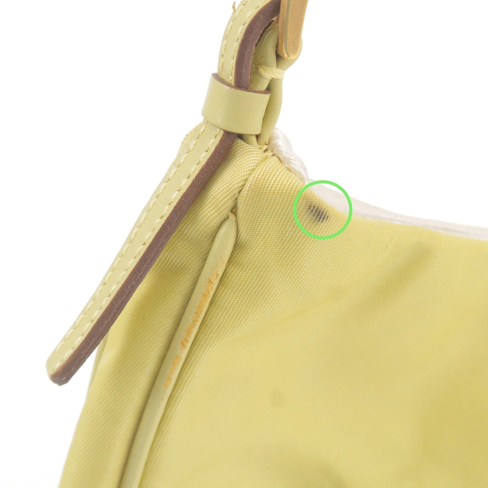 Prada Logo Nylon Leather Chain Shoulder Bag Yellow BR0104