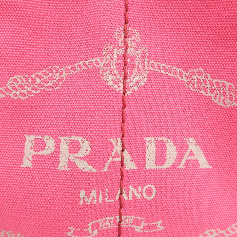 Prada Logo Canapa Mini Canvas 2Way Tote Bag Pink 1BG439