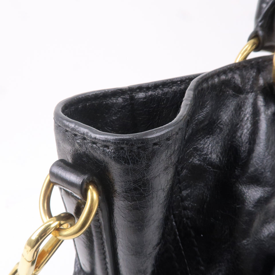 Prada Leather 2WAY Bag Shoulder Bag Hand Bag Black BN2151