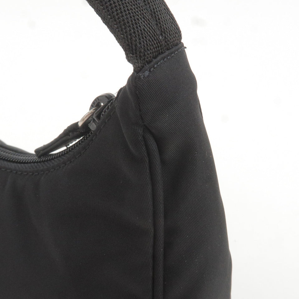 Prada Logo Nylon Hand Bag Pouch Purse NERO Black