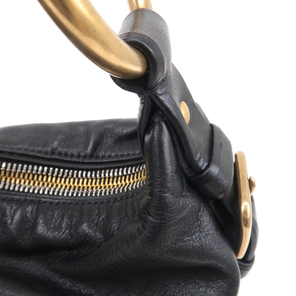 Prada Logo Leather One Shoulder Bag NERO Black