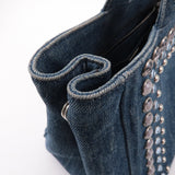 Prada Denim Bijou Canapa Mini Canvas 2Way Hand Bag Blue 1BG439