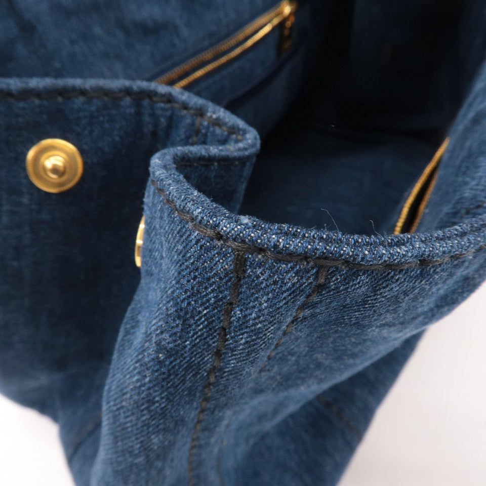 Prada Canapa Denim Tote Bag Hand Bag Denim Blue B1877B