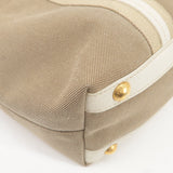 Prada Logo Jacquard Leather 2Way Hand Bag Beige Gold BN1453
