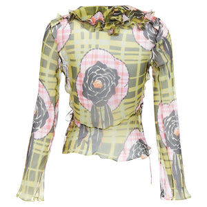 Christian Dior Galliano Vintage Silk Ruffle Wrap Blouse