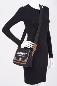 Burberry Horseferry Note Crossbody Black / Brown Cotton Medium