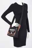 Burberry Horseferry Note Crossbody Black / Brown Cotton Medium