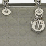 Dior Grey Cannage Patent Leather Large Lady Dior Tote