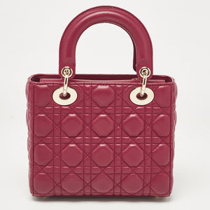 Dior Red Cannage Leather Small Lady Dior My Abcdior Tote