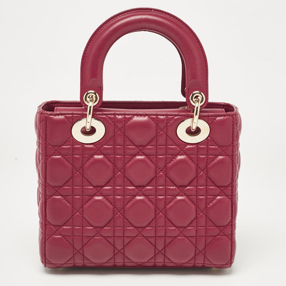 Dior Red Cannage Leather Small Lady Dior My Abcdior Tote