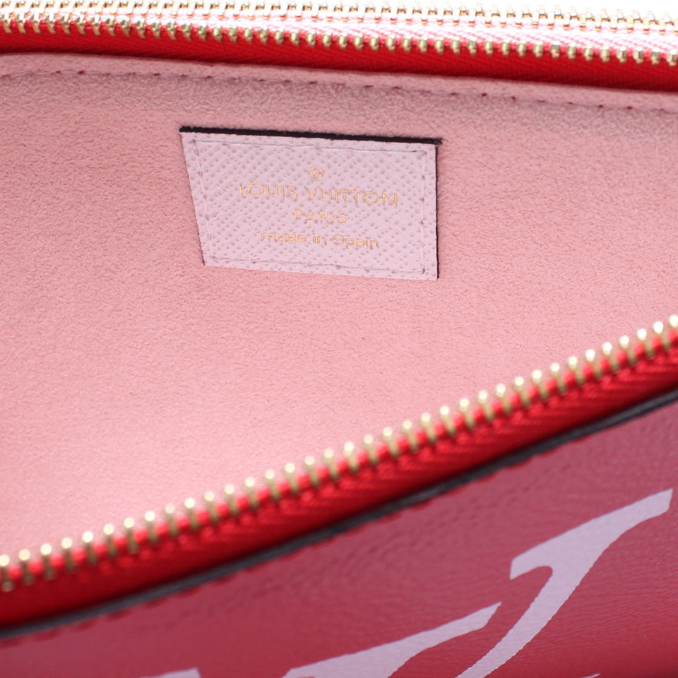 Double Zip Pochette Giant Monogram Rouge