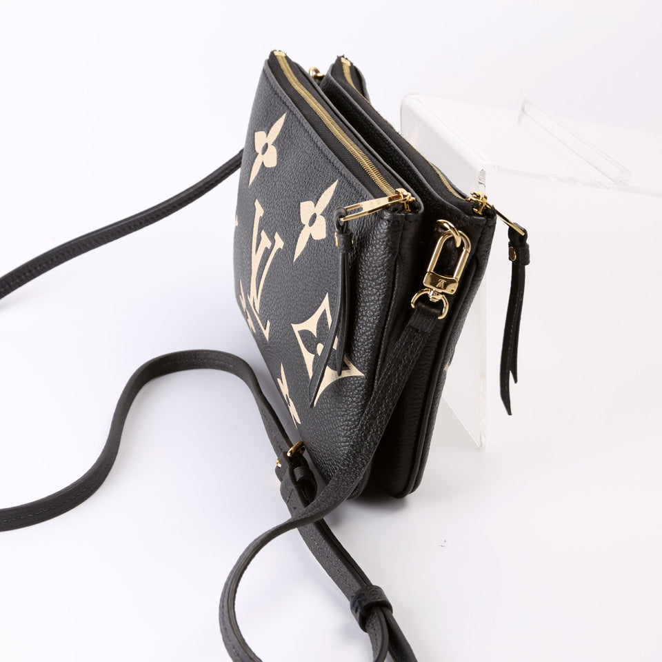 Double Zip Pochette Bicolor Empreinte