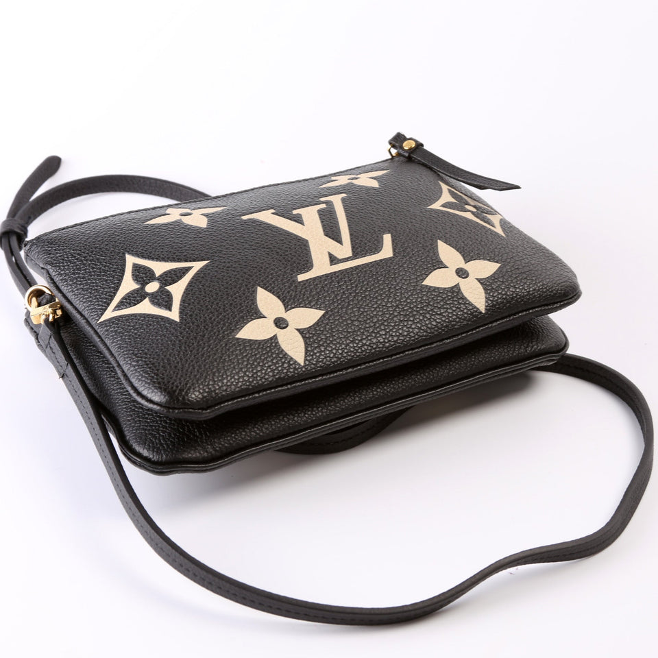 Double Zip Pochette Bicolor Empreinte