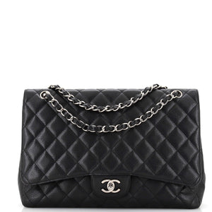 CHANEL Classic Single Flap Bag Quilted Caviar Maxi