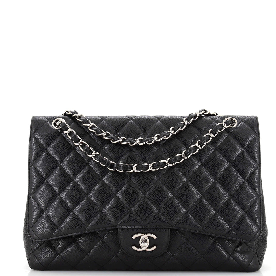 CHANEL Classic Single Flap Bag Quilted Caviar Maxi