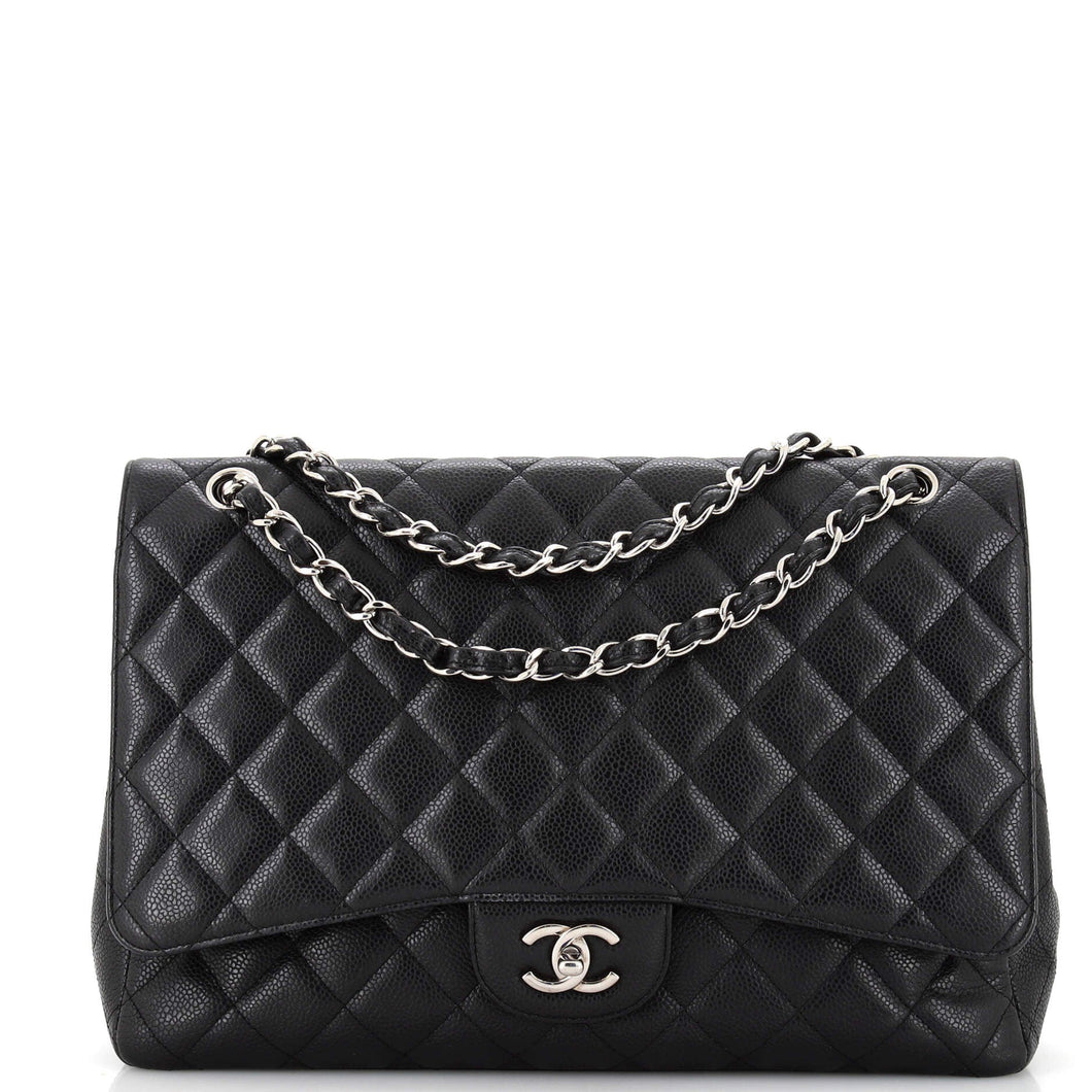 CHANEL Classic Single Flap Bag Quilted Caviar Maxi