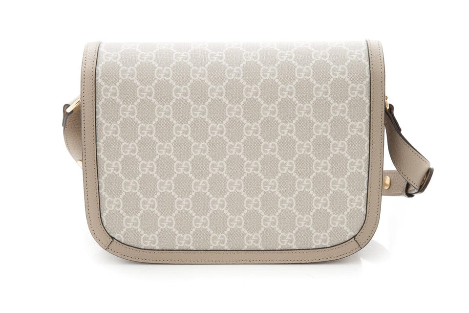 Gucci GG Supreme Monogram Horsebit 1955 Cream & Beige Handbag