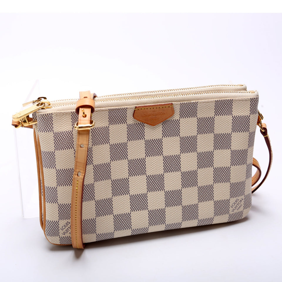 Double Zip Pochette Damier Azur