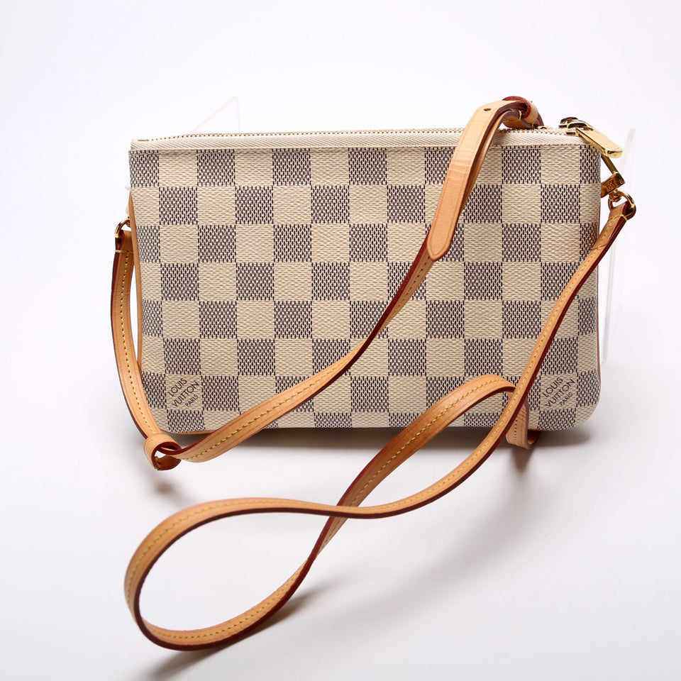 Double Zip Pochette Damier Azur