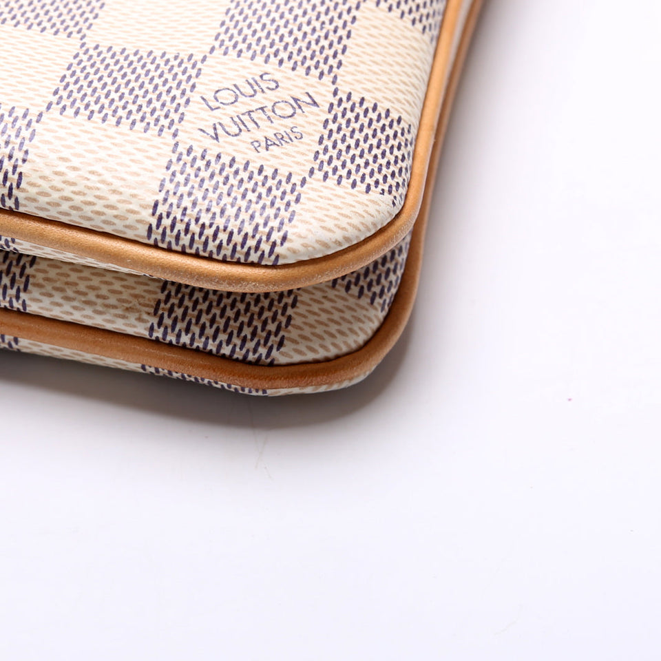 Double Zip Pochette Damier Azur