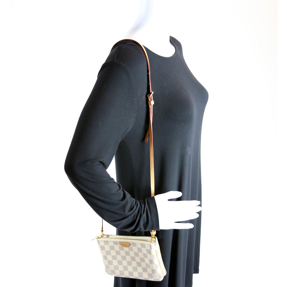 Double Zip Pochette Damier Azur