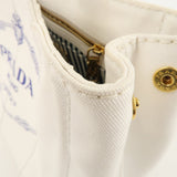 Prada Canapa Mini Canvas 2Way Tote Bag Hand Bag White 1BG439