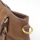 Prada Logo Nylon Leather 2Way Bag Hand Bag Brown BR4993