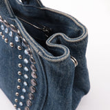 Prada Denim Bijou Canapa Mini Canvas 2Way Hand Bag Blue 1BG439