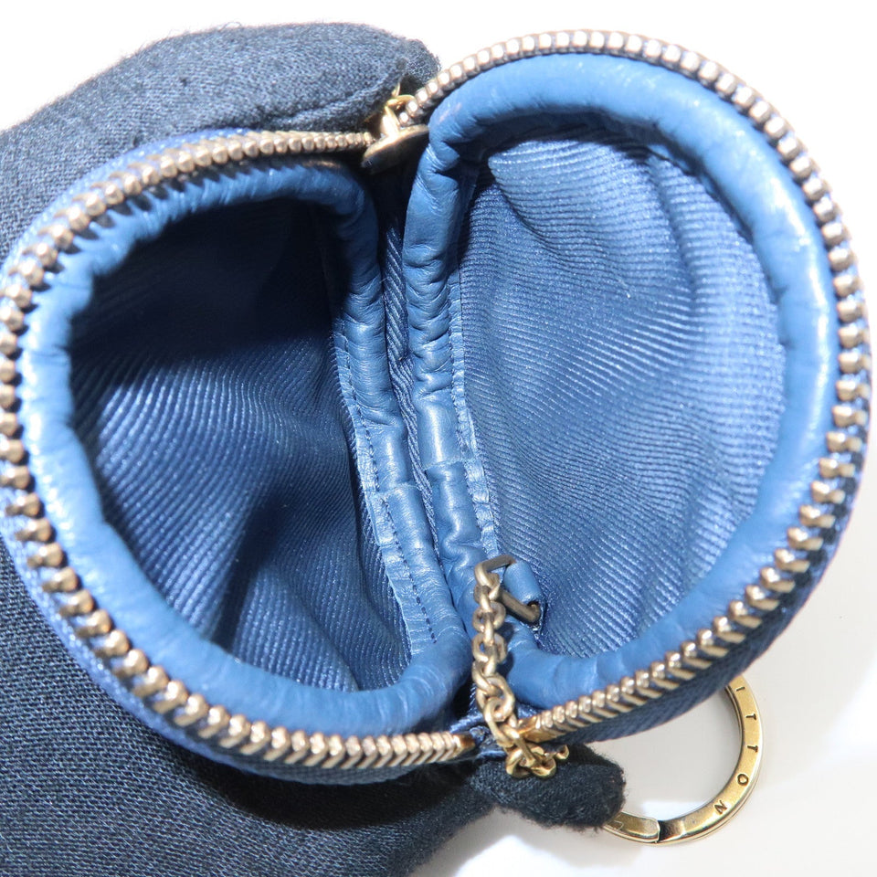 Louis Vuitton Monogram Denim Round Pouch Coin Case Blue M68290