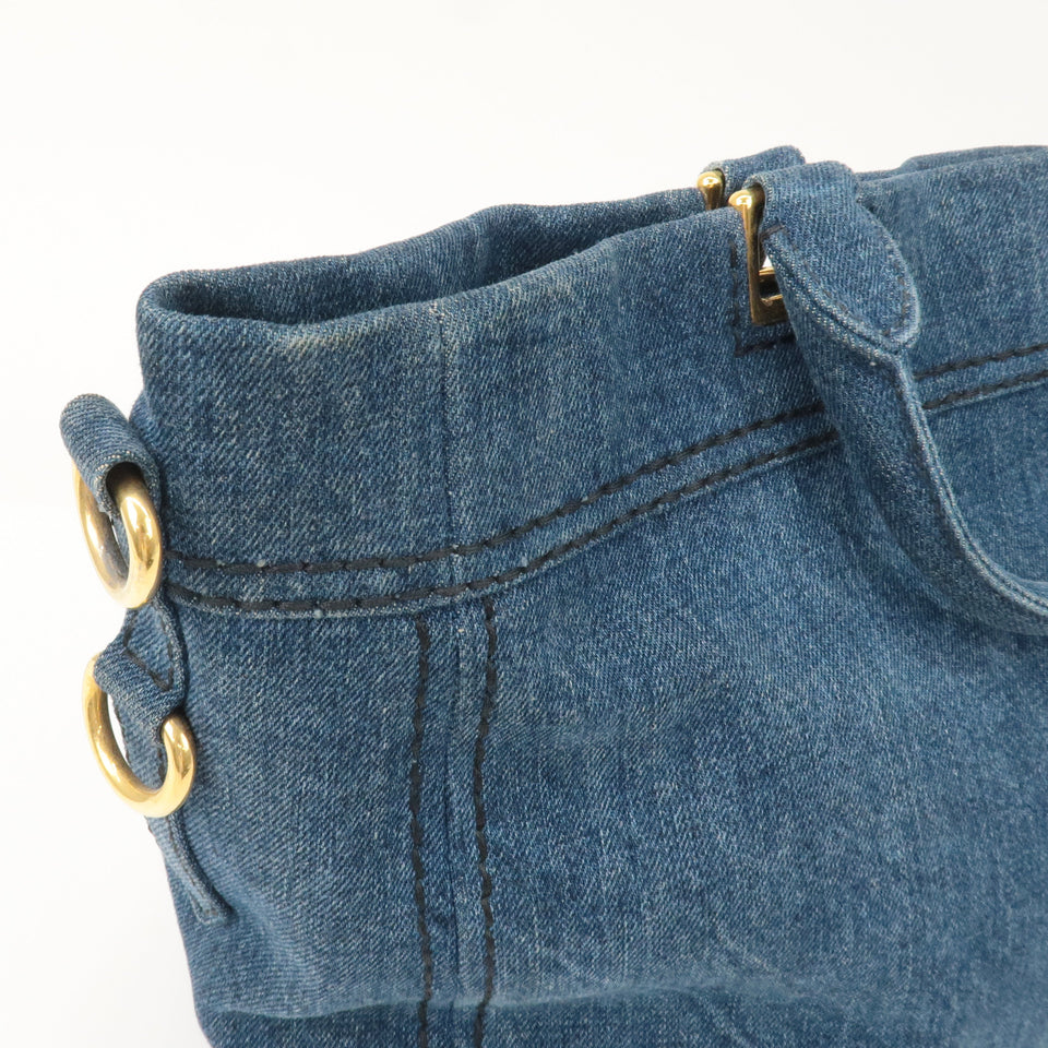 Prada Denim Leather 2Way Bag Hand Shoulder Bag Blue BN2069