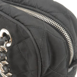 Prada Nylon Leather Quilting Chain Shoulder Bag Black 1BB072