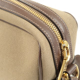 Prada Logo Jacquard Leather Shoulder Bag Beige Brown 1BH089