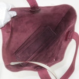 Prada Leather Canvas Tote Bag Hand Bag Greige Red Wine B10189
