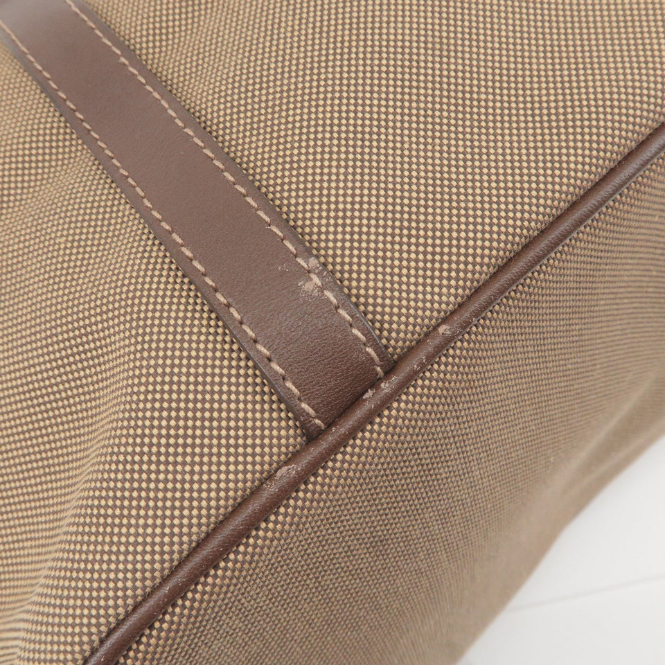 Prada Logo Jacquard Leather 2Way Tote Bag Beige Brown BR4253